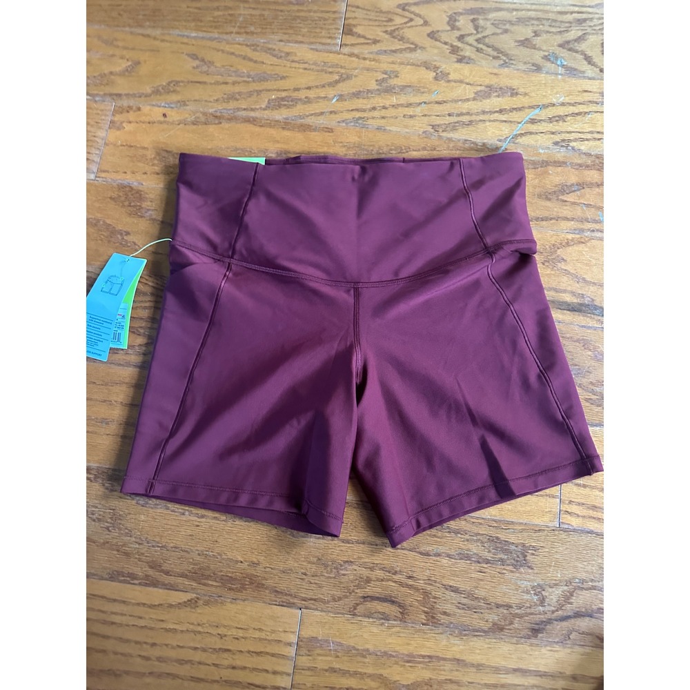 All in Motion Effortless Support Pocketed Bike Shorts Burgundy High Rise Medium